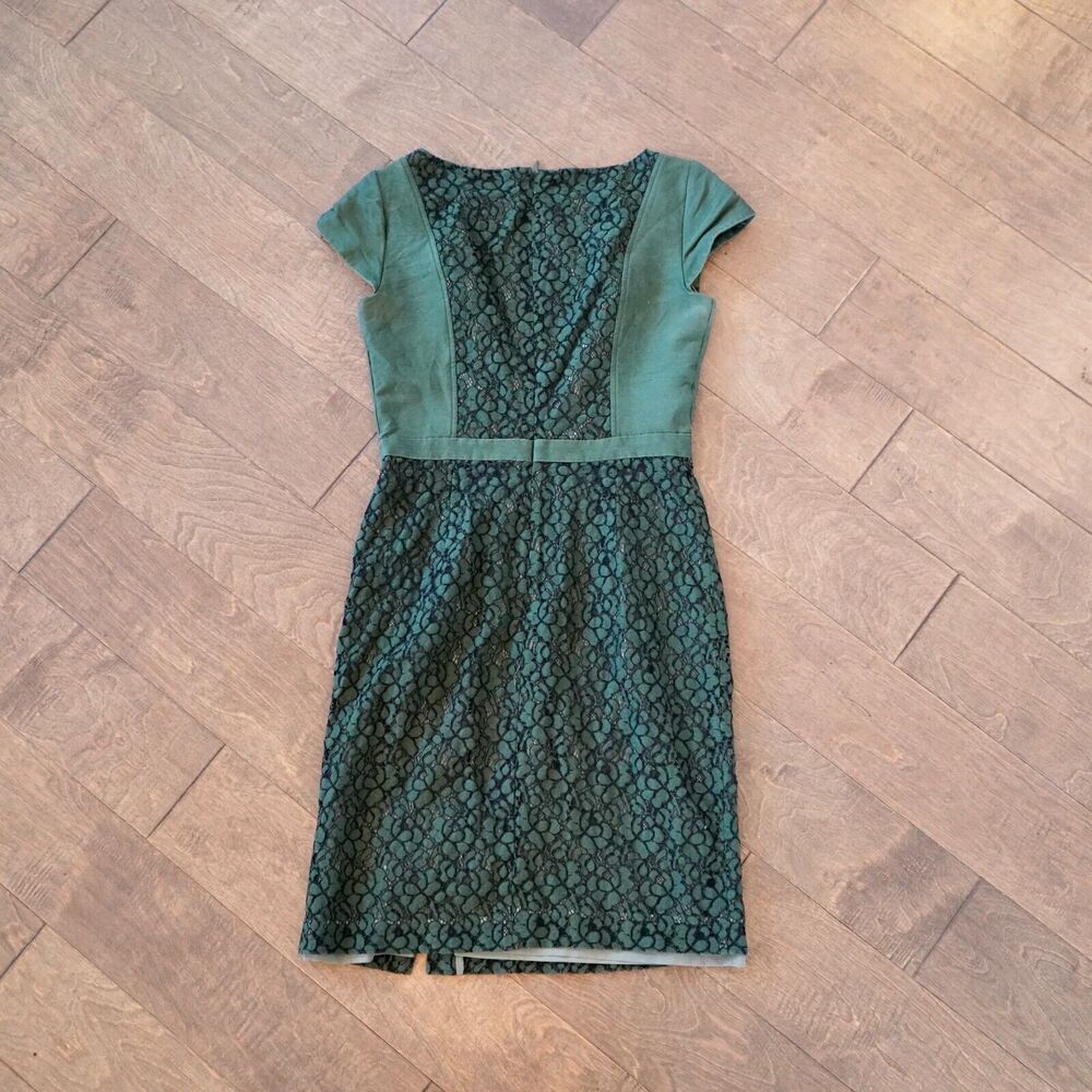 Tory Burch Women’s Mariana Dress‎ Size 4 Lace Jacquard Douglas Fir Feminine - Picture 3 of 7